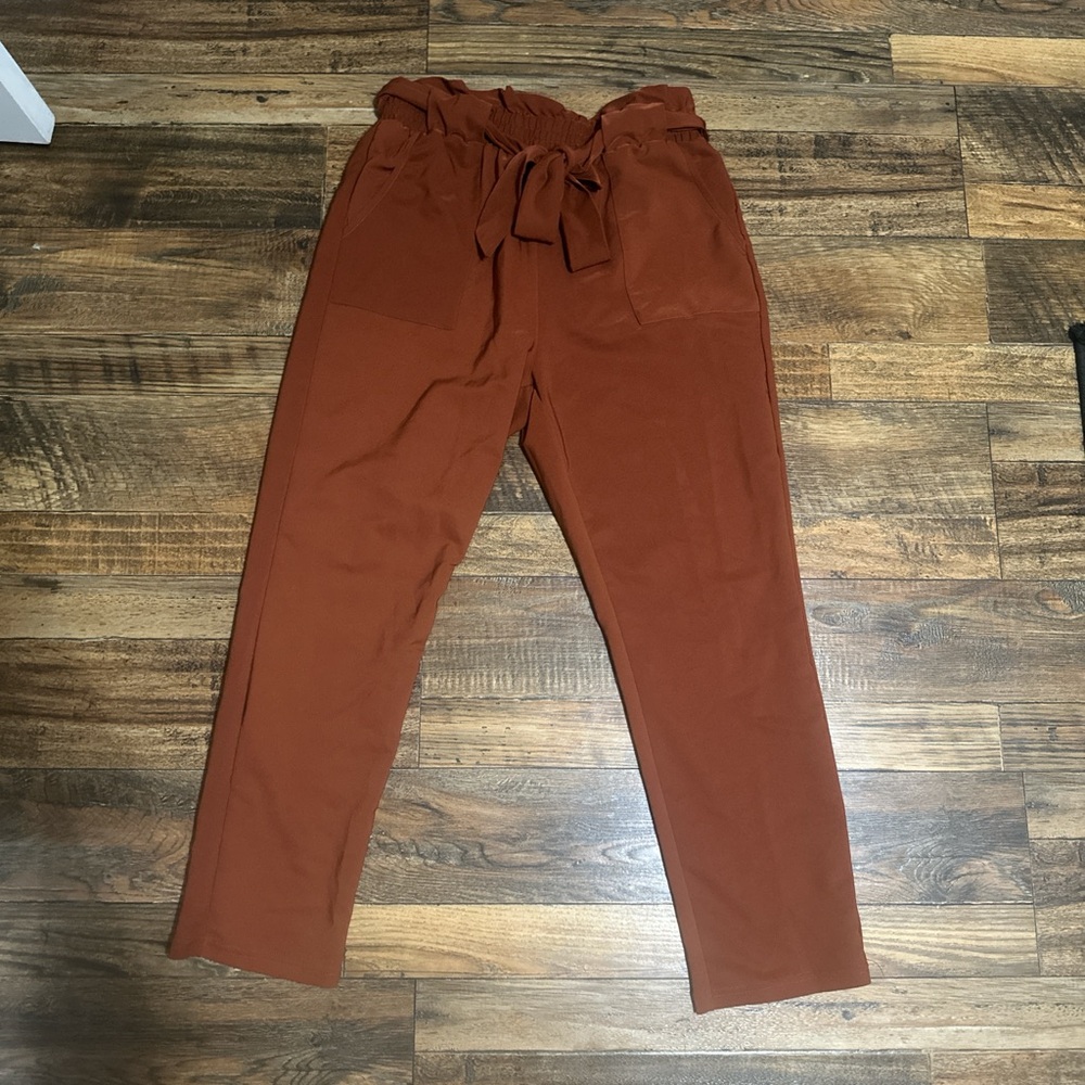 Rust Paperbag Waist Pants